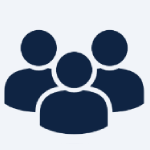 icon of three people, simplified, displaying a multi license